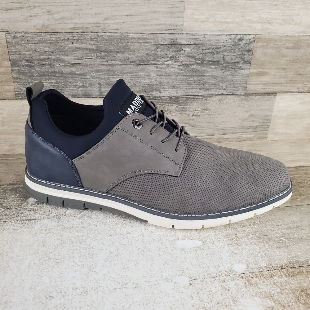 Madden Lyddon Mens Shoes Sz 10.5 Gray Mult Mesh Lace-Up Low Top Round Toe